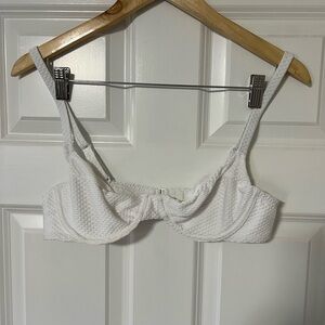 Aerie White Unlined Underwire Textured Bikini Top